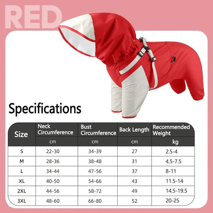 Waterproof Pet Dog Raincoat with Hat Lightweight Outdoor Dog Raincoat Reflective Stripe S-XXL Dog Rain Cape Pet Supplies