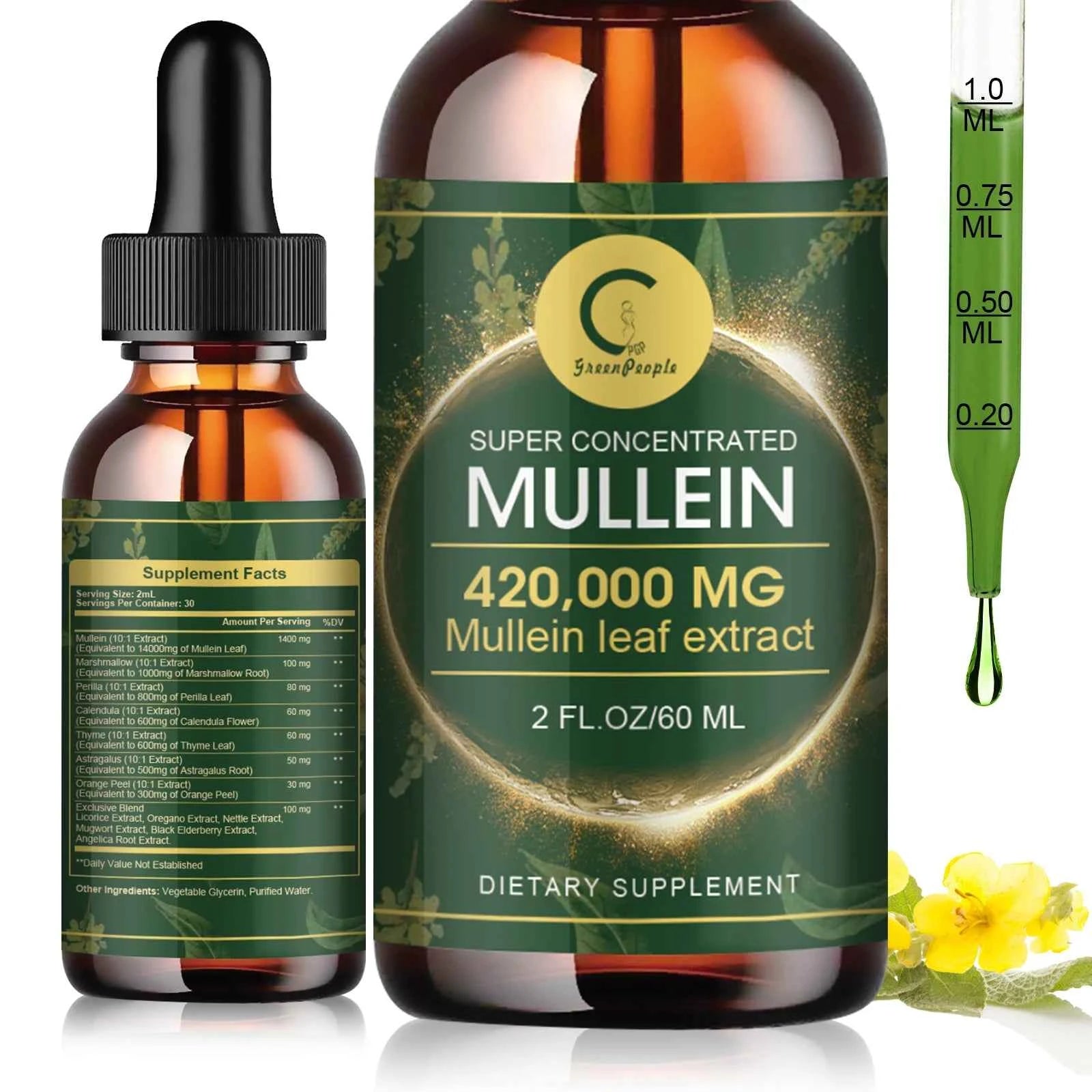 Mullein Drops For Lungs Mullein Leaf Extract Lung Detox And Cleanse Support