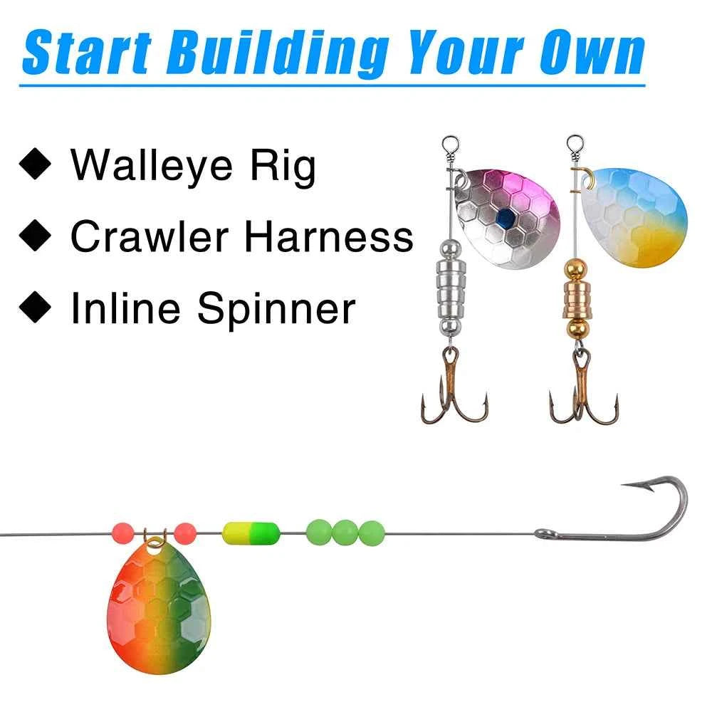 15Pcs Fishing Lure Spinner Blades for Walleye Rig DIY Accessories Bead Hook