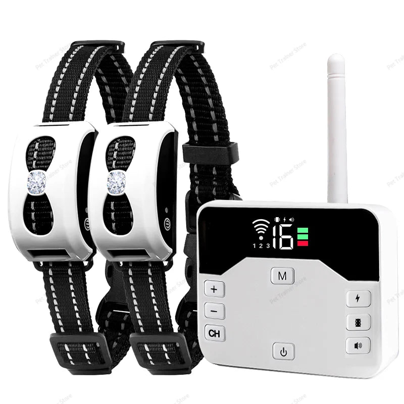 2 IN 1 Wireless Electronic Dog Fence System & Remote Training Collar Beep Shock Vibration and Pet Containment For All Size Puppy