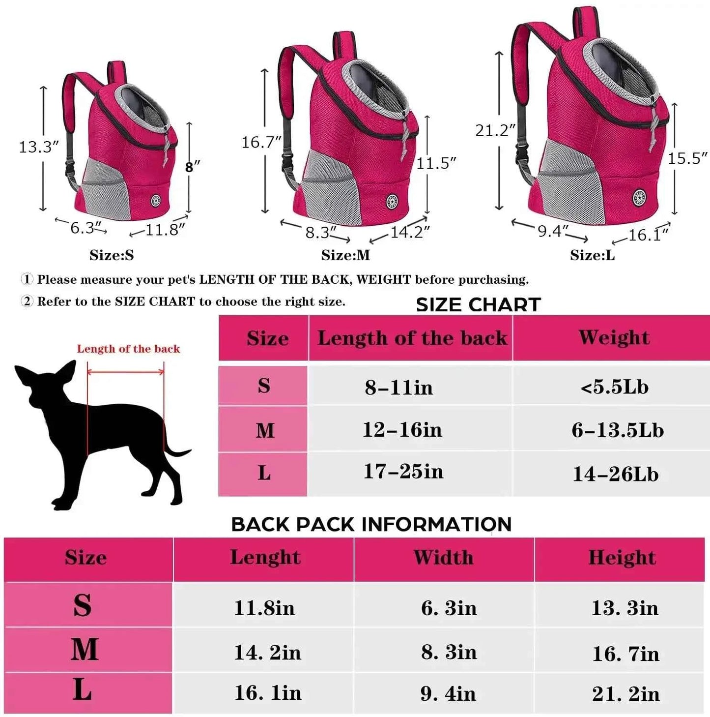 Pet Dog Carrier Backpack Double Shoulder Travel Bag Mesh Breathable Nylon