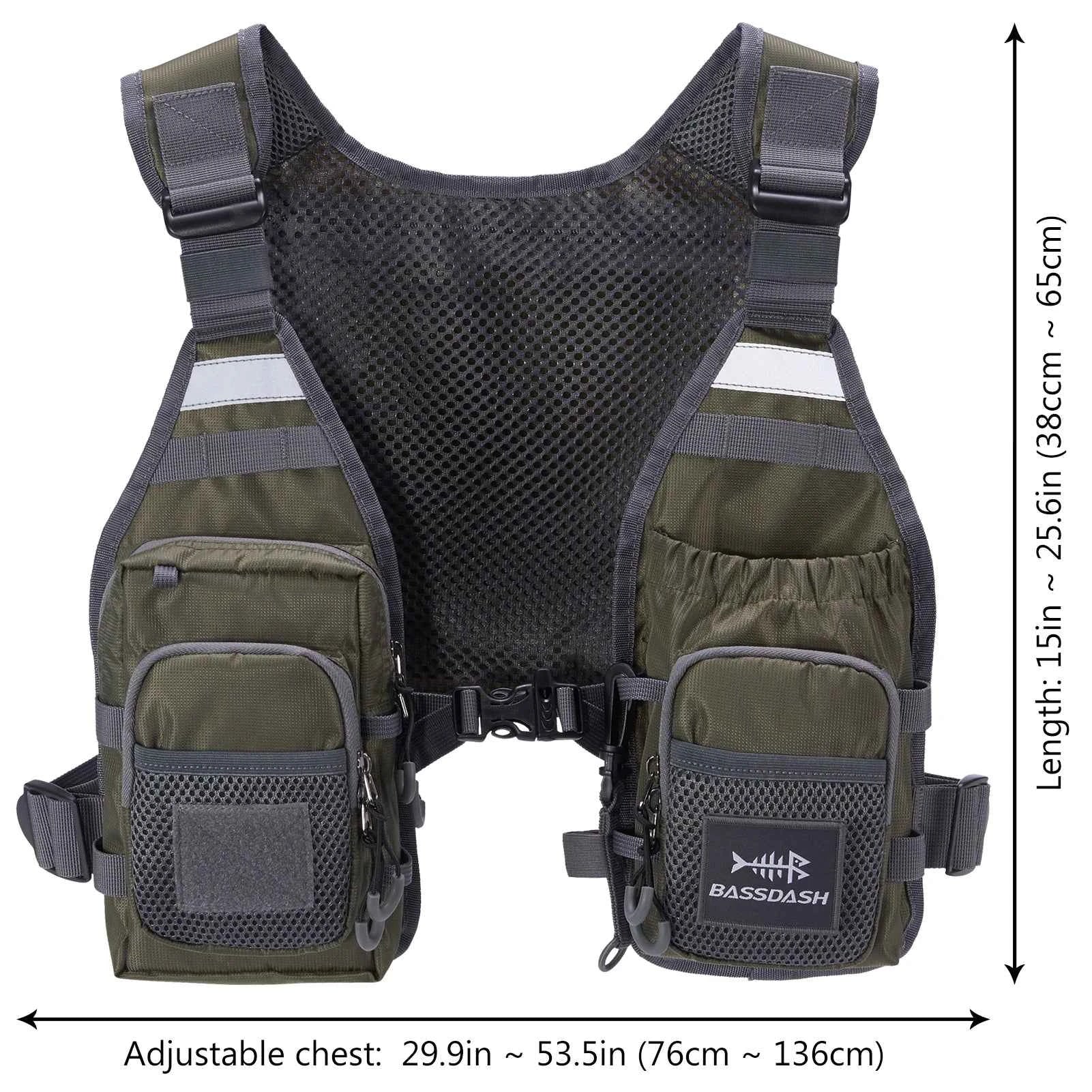 Bassdash Unisex Fly Fishing Vest Chest Pack Ultra Lightweight One Size Fits Most