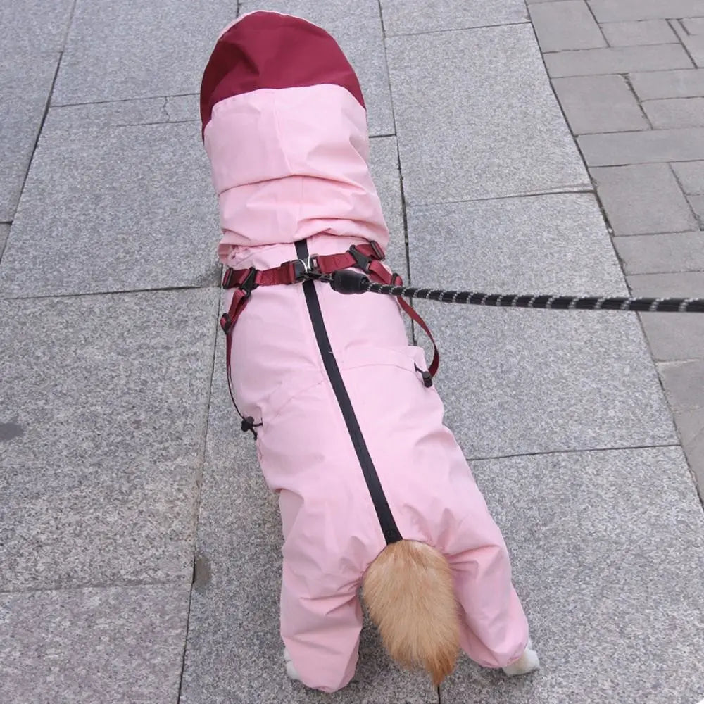 Waterproof Pet Dog Raincoat with Hat Lightweight Outdoor Dog Raincoat Reflective Stripe S-XXL Dog Rain Cape Pet Supplies