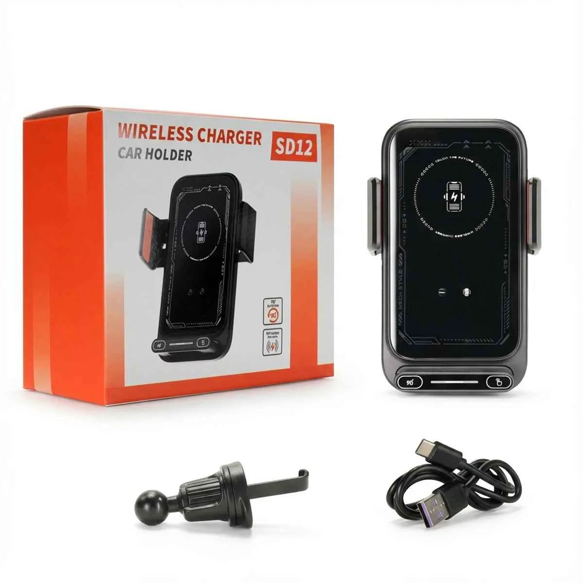 15W Wireless And Wired Car Charger Holder Qi Certified With Auto Sensing Release