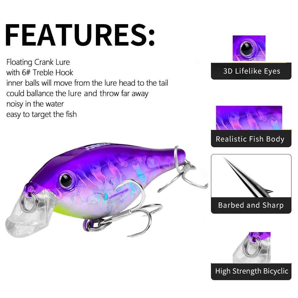 Yucong 1PX Floating Crankbait 8cm 11.5g Topwater Noisy Lure