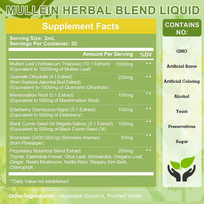 Mulittea Mullein Drops Lung Detox And Immunity Support 60ml Herbal Extract