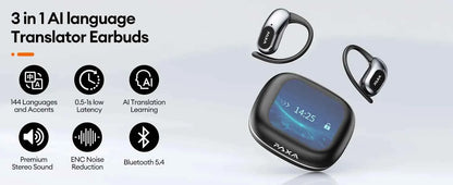 AI Translation PAXA Open Air Ultra 144 languages AI Real-time Translation Wireless Bluetooth Earphones Hi-Fi HD Calling Headset