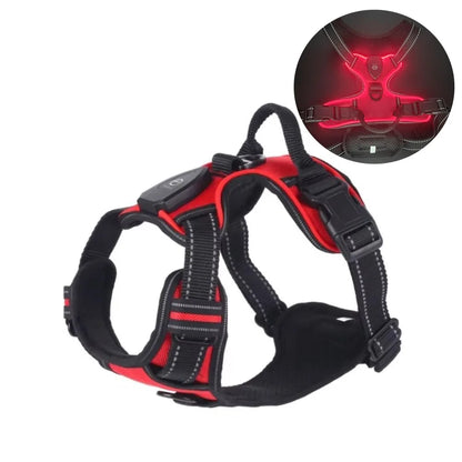 Light Up LED Dog Harness Rechargeable Adjustable Luminous Pet Chest Strap Soft Flashing Dog Glow Vest for Night Walking
