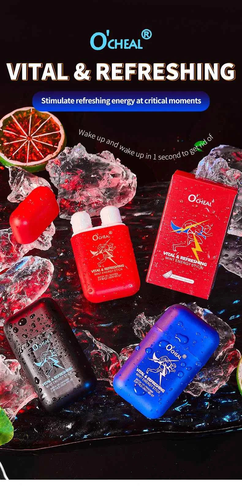 O'CHEAL Alcohol Free Energizing Aromatherapy Inhaler Bar Vapors Stick