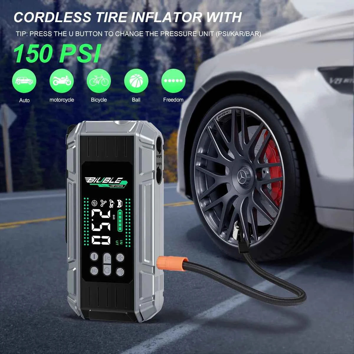 Car Jump Starter 26800mAh Power Bank Portable Air Compressor 12V Starting Device for Car Battery Emergency Starter