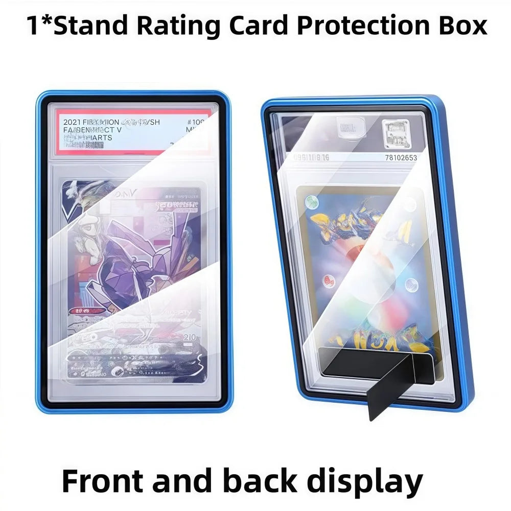 2-in-1 PSA/CGC Graded Card Protective Box Transparent UV Protection Metal Magnetic Case Durable with Stand Card Protective Case