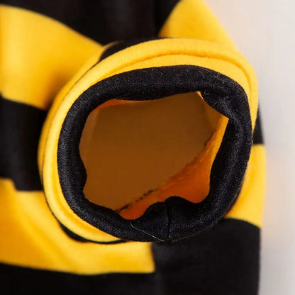 Soft Pet Bee Costume Hooded Breathable Winter Warm Bee Cosplay Costume Stripes Design Cat Holiday Cosplay Clothes Pet Supplies