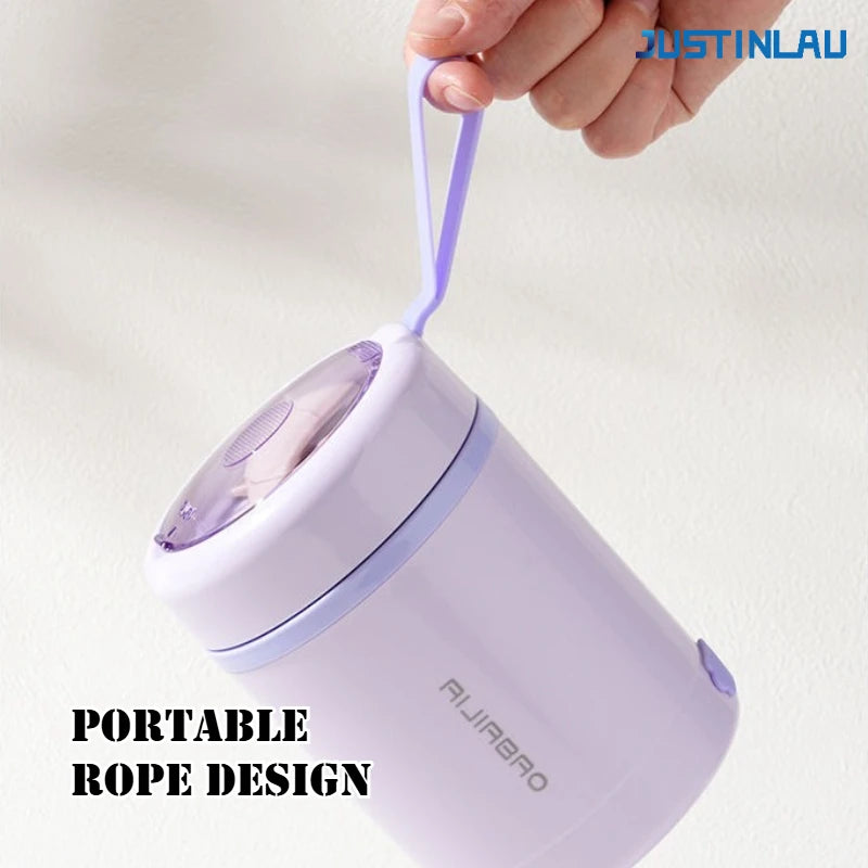 JUSTINLAU 600ML USB Electric Heating Lunch Box 304 Stainless Steel+PP Portable Food Warmer with Spoon for Working&camping Use