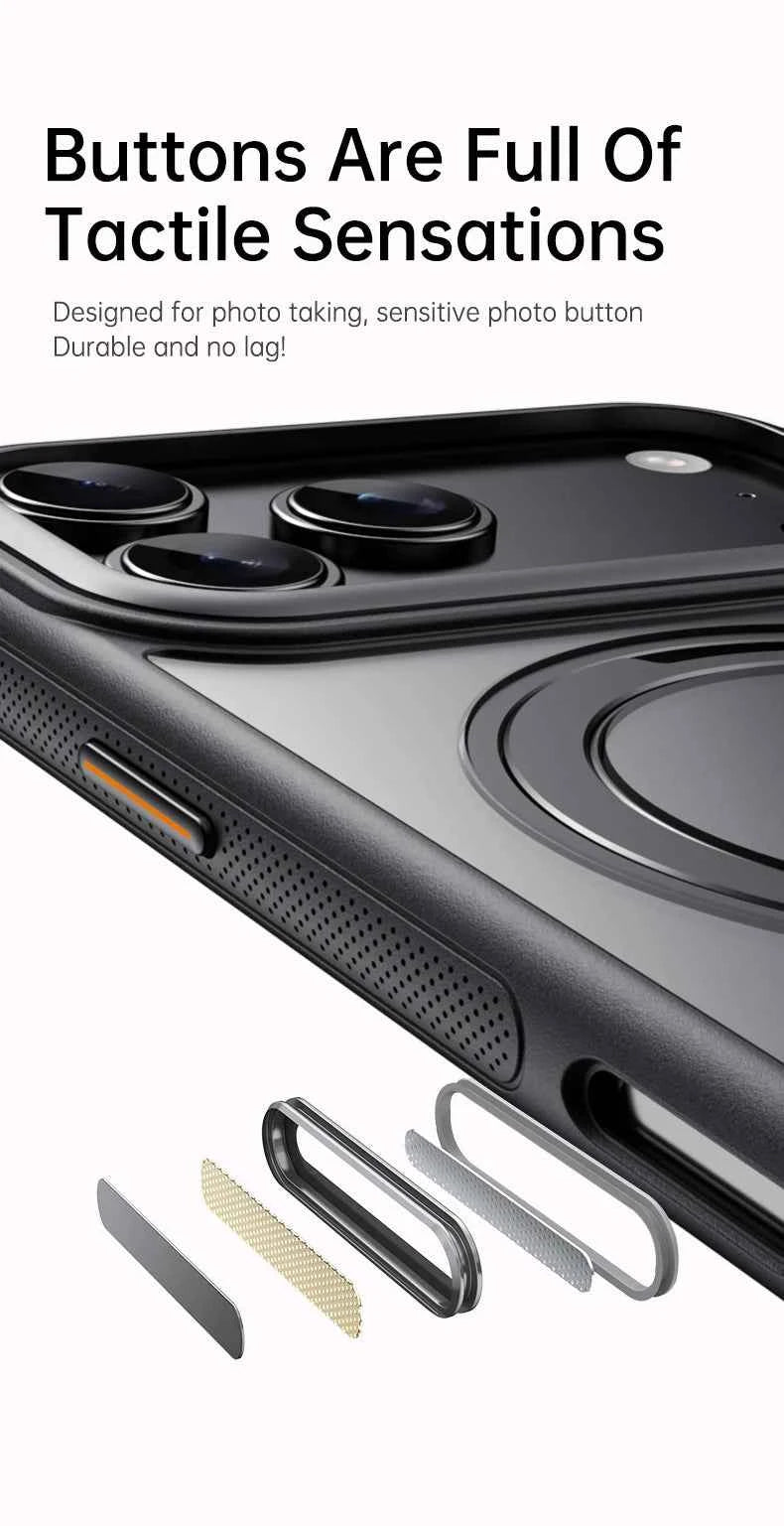 Transparent Magnetic Case for iPhone 17 Air 16 Plus 15 14 13 17 Pro Max 16e 360° Rotating Ring Holder Kickstand Cover LMD003