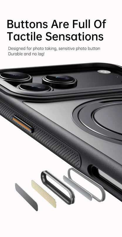 Transparent Magnetic Case for iPhone 17 Air 16 Plus 15 14 13 17 Pro Max 16e 360° Rotating Ring Holder Kickstand Cover LMD003