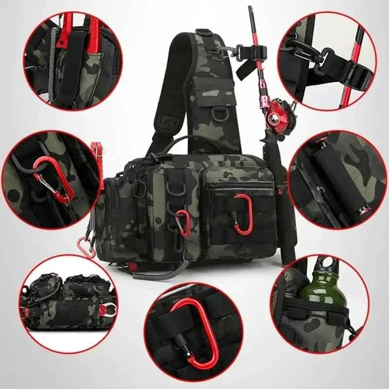 Fly Fishing Tackle Backpack With Rod Holder Lure Box Gear Storage Bag