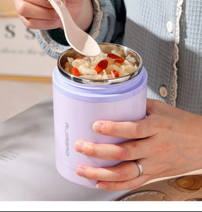 JUSTINLAU 600ML USB Electric Heating Lunch Box 304 Stainless Steel+PP Portable Food Warmer with Spoon for Working&camping Use
