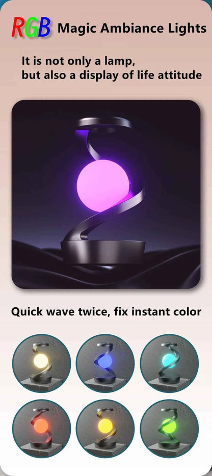 Rotating Floating Table Lamp With 15W Wireless Charger And RGB Light