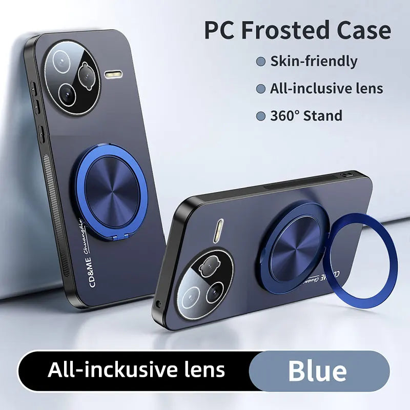 Luxury Shockproof AG Matte Case For XIAOMI POCO F7 Ultra F7 Pro Magnetic PC Frosted 360 Degree Bracket Stand Protective Cover