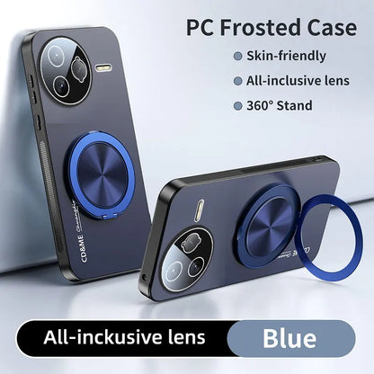 Luxury Shockproof AG Matte Case For XIAOMI POCO F7 Ultra F7 Pro Magnetic PC Frosted 360 Degree Bracket Stand Protective Cover
