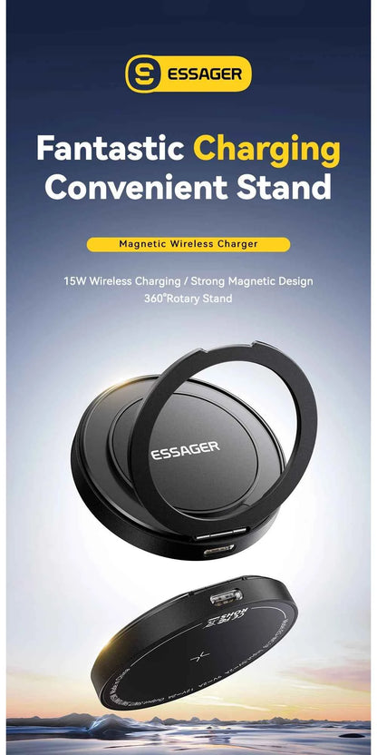 Essager Magnetic Wireless Charger With Holder 15W For IPhone 14 15 16 17 Pro Max