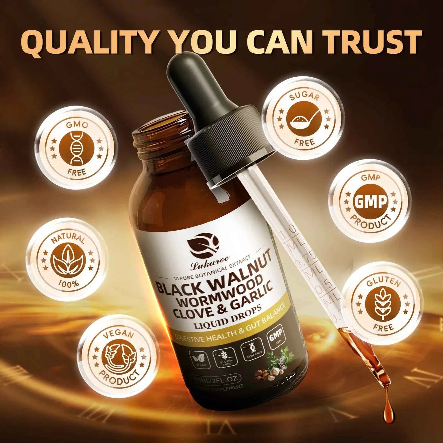 Lukaree 60ml Black Walnut Drop for Digestion and Immune Health Detox