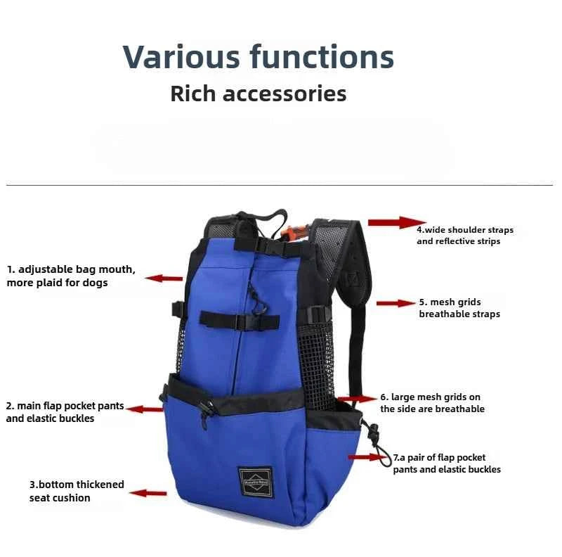 Breathable Adjustable Washable Pet Backpack Carrier For Medium Dogs Polyester
