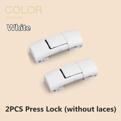 Press Lock Elastic Shoelaces 8mm Flat No Tie For Shoes Kids Adults