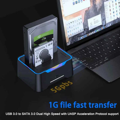 2.5 3.5 Inch Dual Disk SATA Hard Drive Dock USB3 RGB Lights USB C 3.1 12V 3A