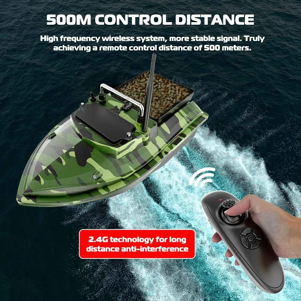 V050 Green Fishing Bait Boat 500m Remote Control Dual Motor Fish Finder