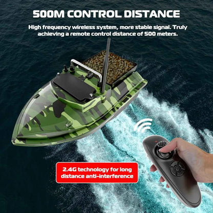 V050 Green Fishing Bait Boat 500m Remote Control Dual Motor Fish Finder