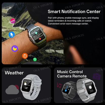 2025 New Military Smart Watch Men IP67 3ATM Outdoor Sports Fitness Tracker Health Monitoring 1.44 Inch Bluetooth Call Smartwatch