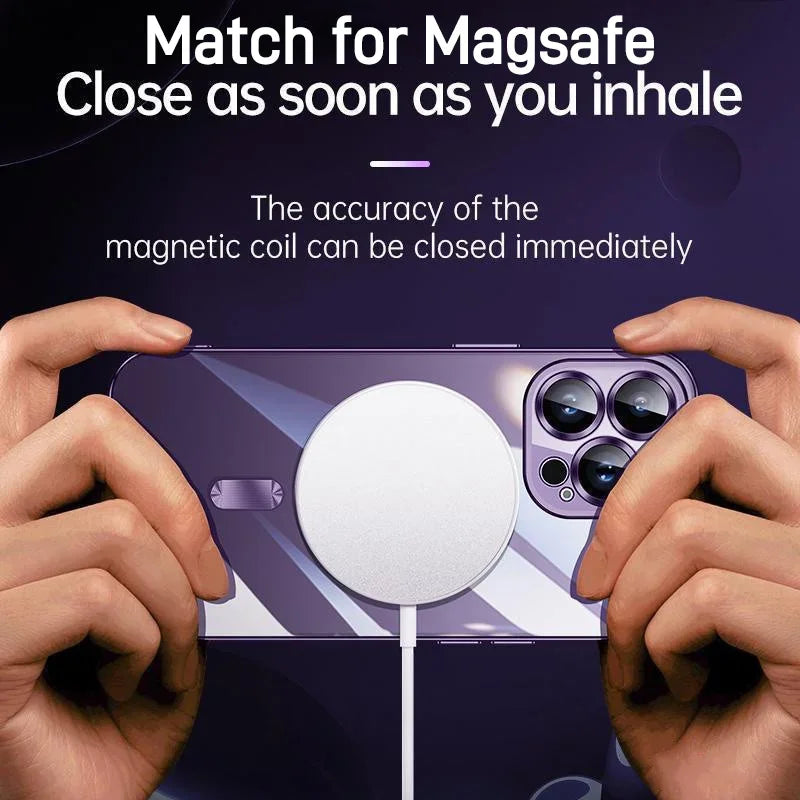 Plating For Magsafe Magnetic Phone Case For iPhone 16 15 14 13 12 11 Pro Max 16 Plus Wireless Charging With Lens Protector Cover
