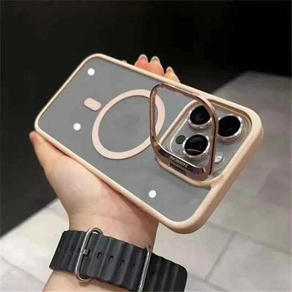 Luxury Magnetic Shockproof Phone Case For iPhone 11 12 13 14 15 16 Pro Max Plus Magsafe Glass Lens Stand Protection Back Cover