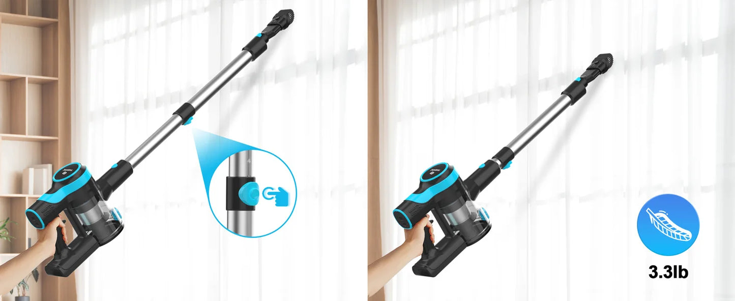 V600 Cordless Vacuum Cleaner, 28Kpa Brushless Stick Vacuum, Rechargeable Battery, 3 Modes