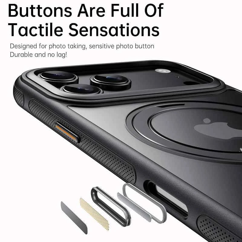 Transparent Magnetic Case for iPhone 17 Air 16 Plus 15 14 13 17 Pro Max 16e 360° Rotating Ring Holder Kickstand Cover LMD003
