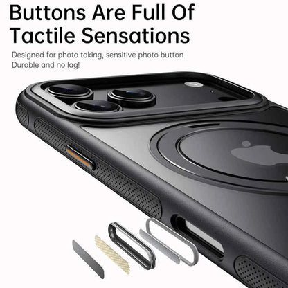 Transparent Magnetic Case for iPhone 17 Air 16 Plus 15 14 13 17 Pro Max 16e 360° Rotating Ring Holder Kickstand Cover LMD003