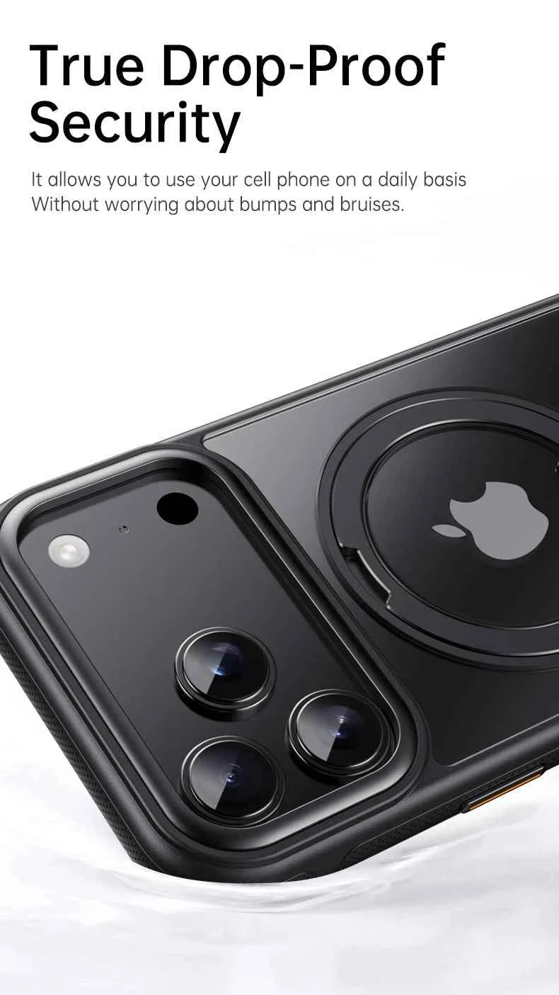 Transparent Magnetic Case for iPhone 17 Air 16 Plus 15 14 13 17 Pro Max 16e 360° Rotating Ring Holder Kickstand Cover LMD003