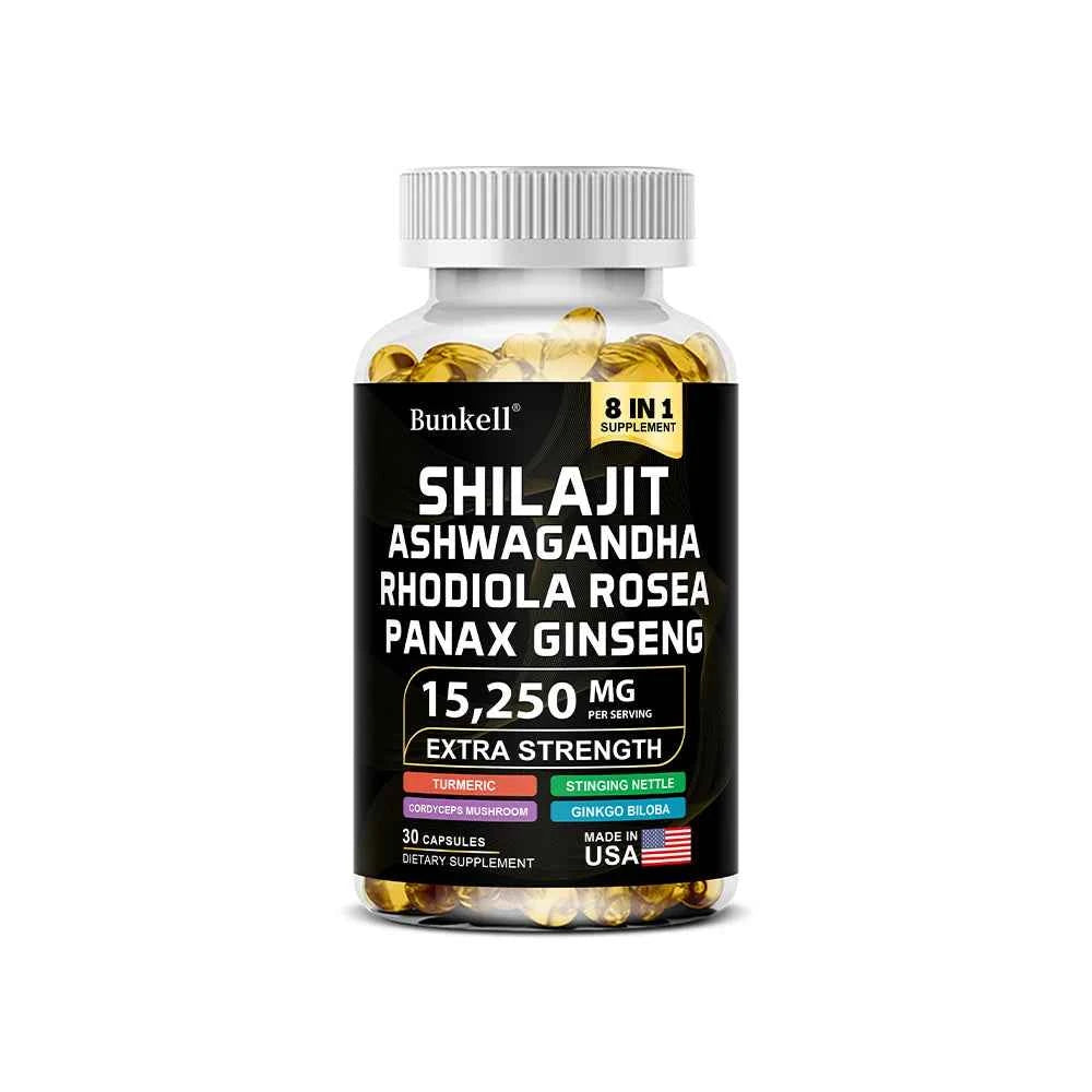 Shilajit Capsules With Ginseng Ashwagandha Turmeric For Energy And Endurance
