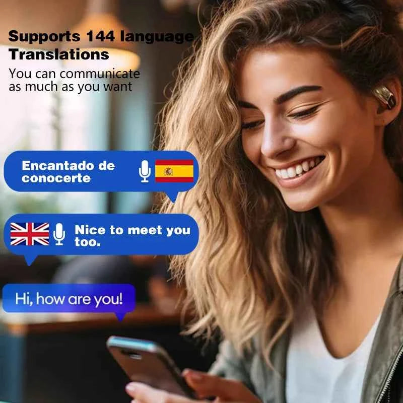 AI Translation PAXA Open Air Ultra 144 languages AI Real-time Translation Wireless Bluetooth Earphones Hi-Fi HD Calling Headset