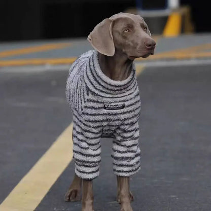 Fashion Polyester Stripe Fleece Dog Pullover Thickened Winter Warm Dog Sweater Dog Turtleneck Sweatshirt Medium Large Dogs