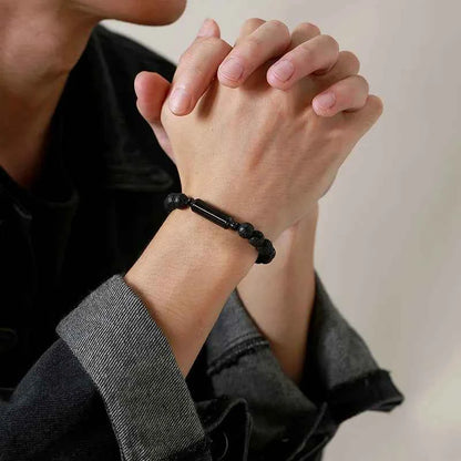 Men's Lava Stone Beads Urn Bracelets For Ashes Cremation Keepsake Jewelry Casual