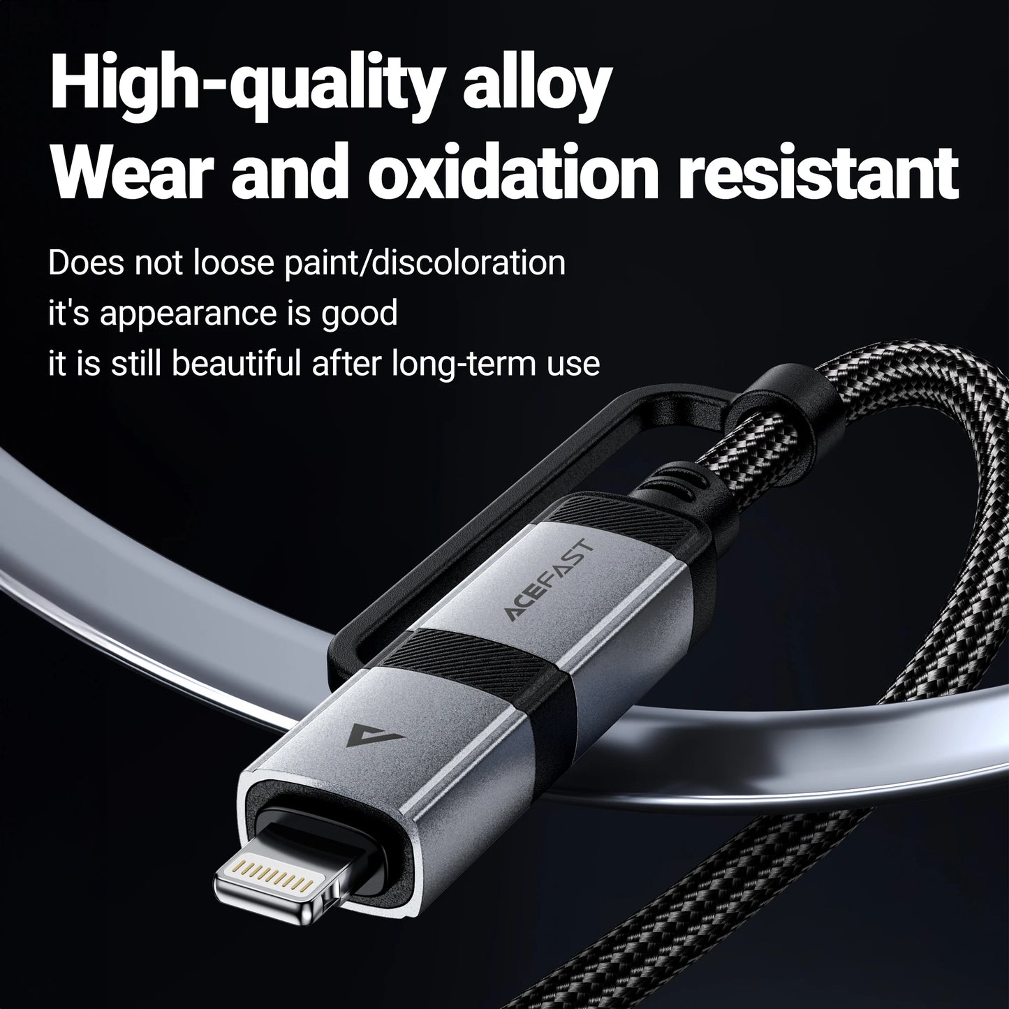 ACEFAST 2 in 1 MFi Certified USB-C to USB-C / Lightning Fast Charging PD60W Phone Cable For iPhone 16/15 Pro Max Wired Cord 1.2M