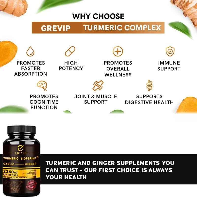 Turmeric Ginger With Garlic Curcumin Black Pepper For Joints Immune Support