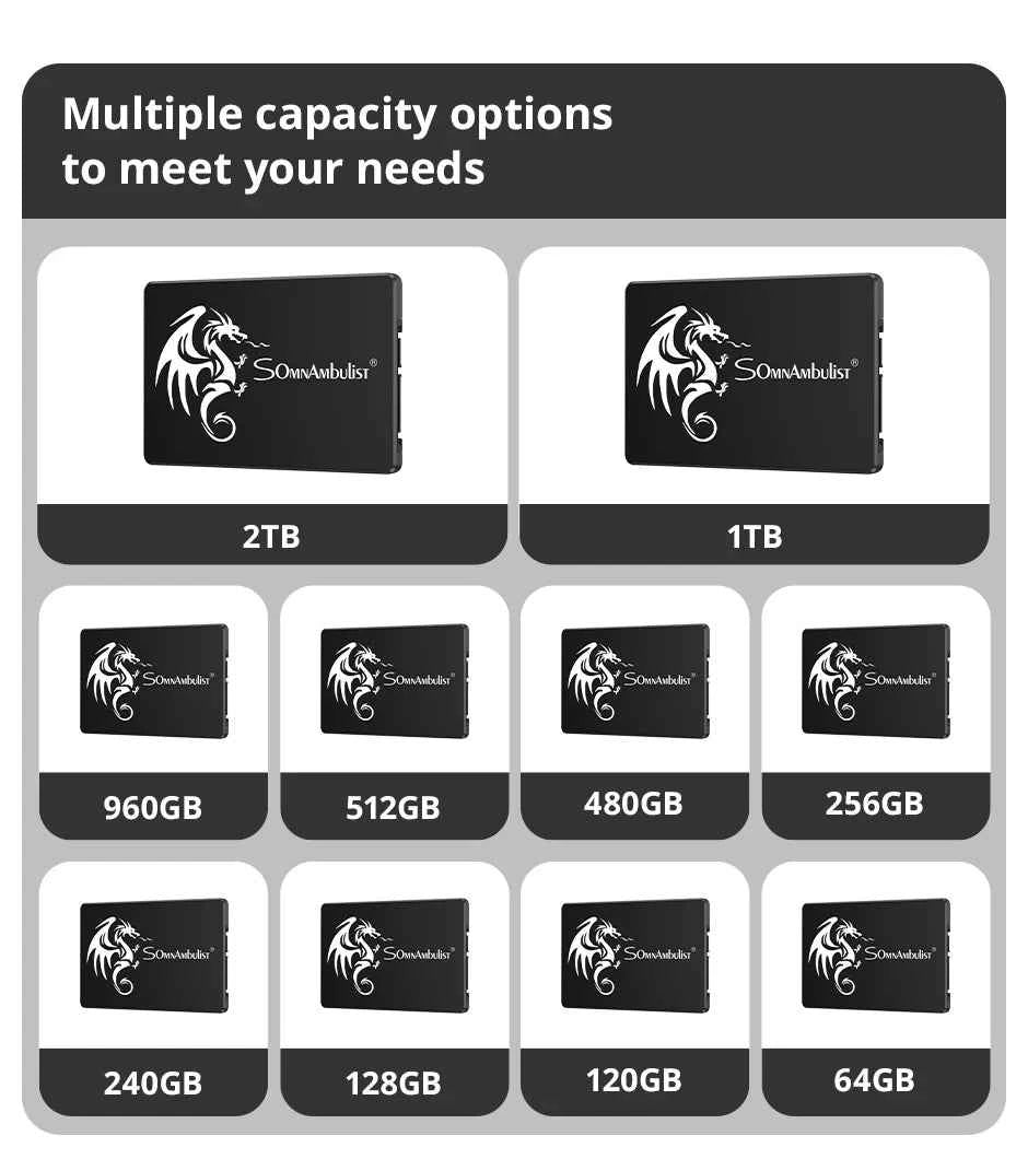 SomnAmbulist 2.5 Inch SSD SATA III Solid State Drive 128GB To 2TB