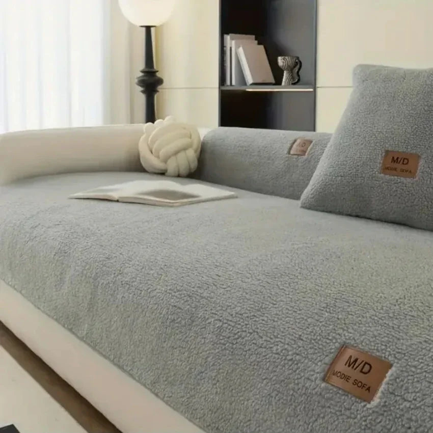 Lamb Plush Sofa Cushion in Autumn and Winter Thickened Warm Seat Cushion with High-end Sense and Anti-slip