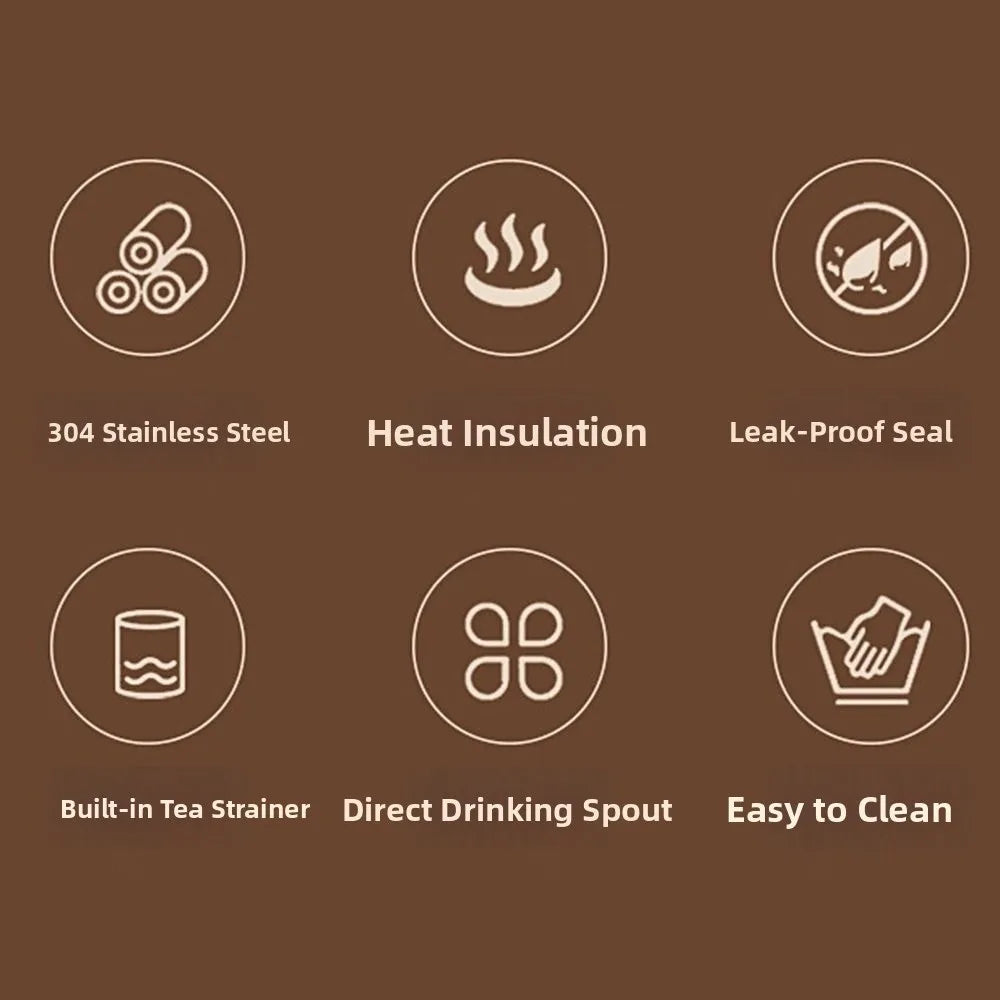 500ml Insulated Coffee Cup Stainless Steel Double-layer Vacuum Water Bottle with Tea Strainer Simple Thermos Cup Outdoor Sports