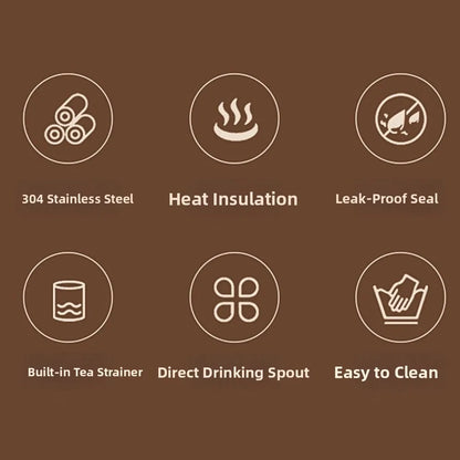 500ml Insulated Coffee Cup Stainless Steel Double-layer Vacuum Water Bottle with Tea Strainer Simple Thermos Cup Outdoor Sports