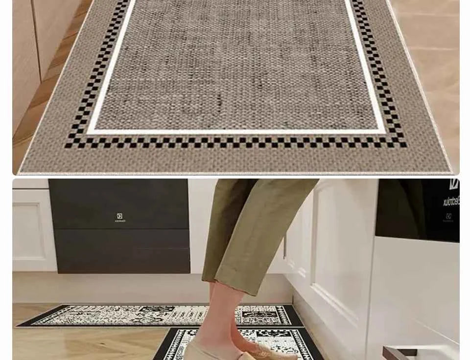 Pvc Kitchen Carpet Non-slip Oil-proof Rug Waterproof Leather Floor Mat Modern Long Strip Carpets Alfombra De Cocina 주방 미끄럼 방지 카펫