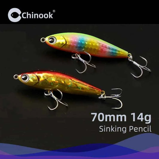 Chinook Sinking Pencil Bait Fishing Lure 70mm 14g For Pike Bass